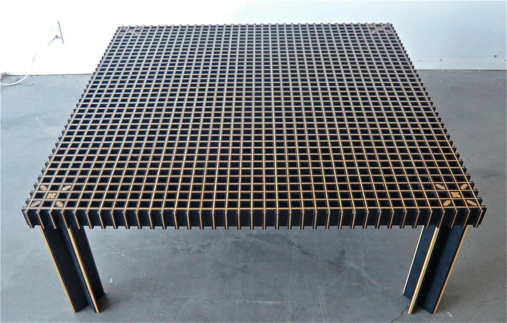 DESIGNED BY FRATTINI,HAND CRAFTED BY GHIANDA AND DISTRIBUTED FOR A LIMITED TIME BY KNOLL.THE LEGS ASSEMBLE AND CREATE A BEAUTIFUL GEOMETRIC PATTERN.