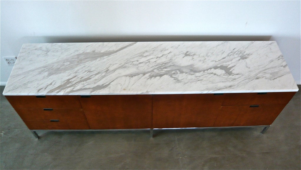 American Florence Knoll Teak+Marble Credenza