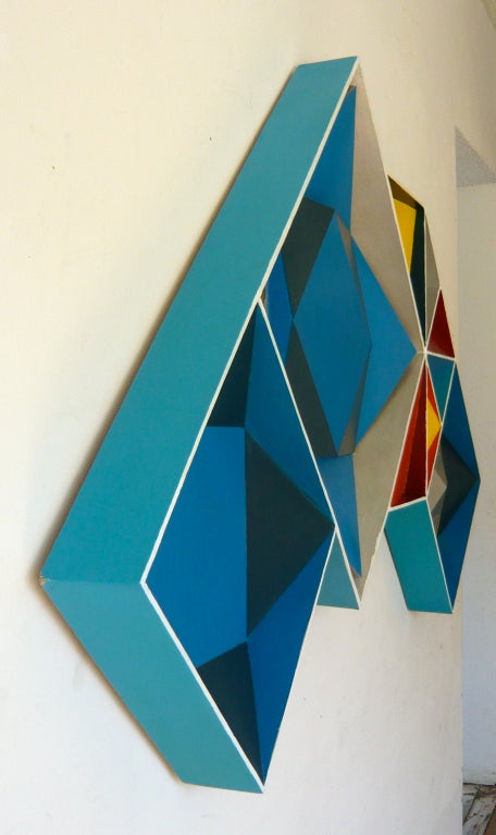 3 Dimensional 60's Geometric Painting In Excellent Condition In Cathedral City, CA