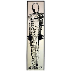 Vintage Extremely Tall Abstract Figurative Painting by Christopher Shoemaker