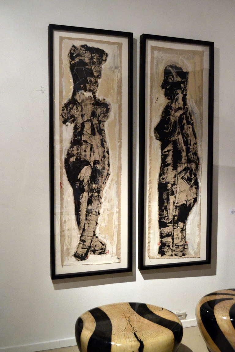20th Century Pair of Standing Cubist Figures Cubist Style by Christopher Shoemaker
