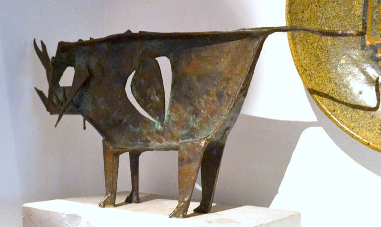 American Mid-Century Abstract Bronze Bull