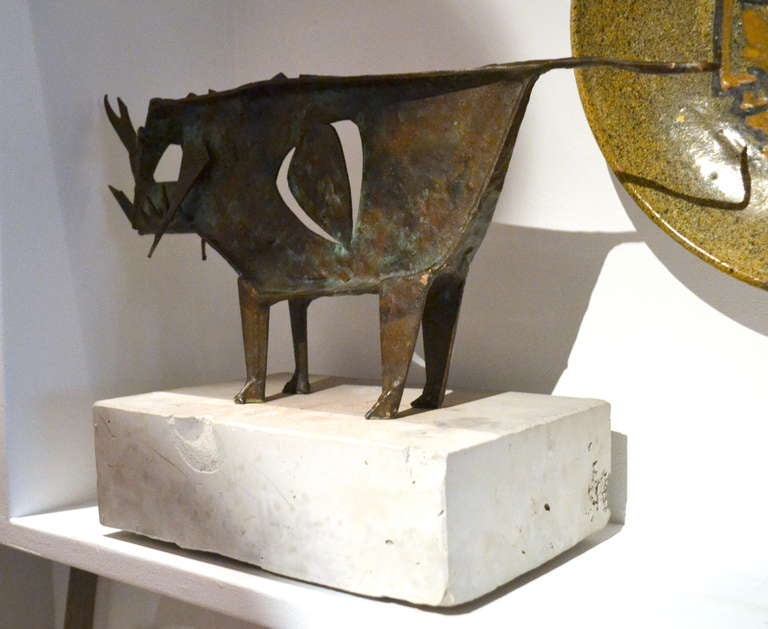 Mid-20th Century Mid-Century Abstract Bronze Bull