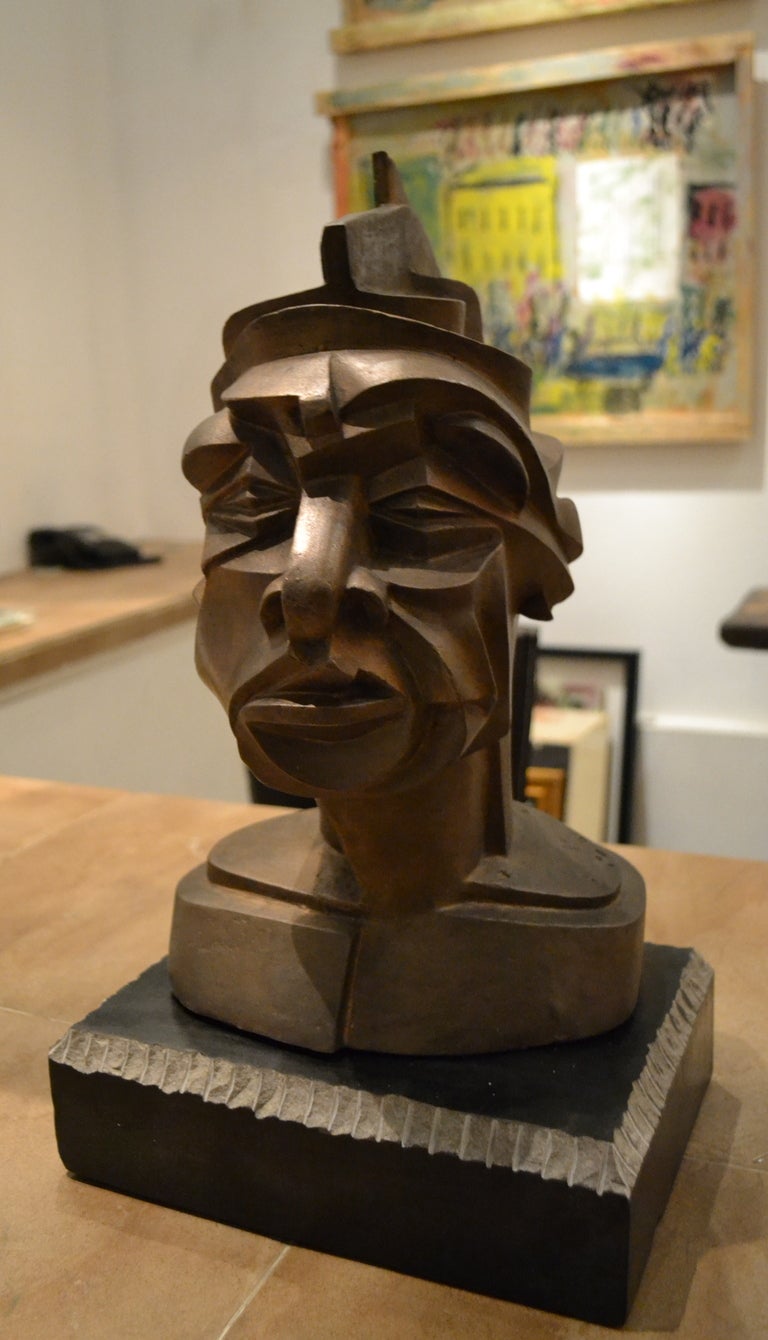 Abstract Bronze Head by Matt Harvey In Excellent Condition For Sale In Cathedral City, CA