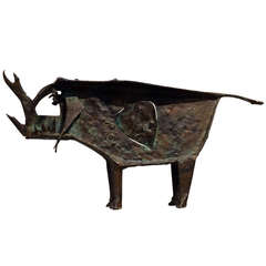 Mid-Century Abstract Bronze Bull