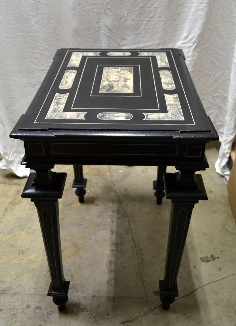 19th Century Italian Ebonised Inlaid Table by Ferdinando Pogliani 1