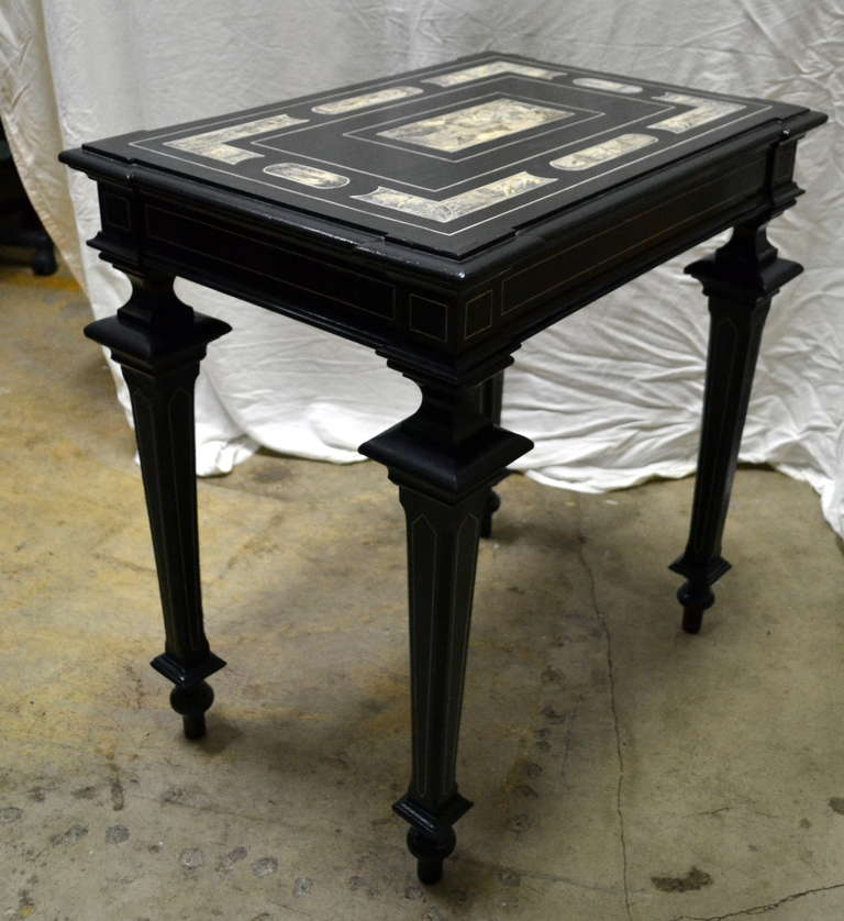 19th Century Italian Ebonised Inlaid Table by Ferdinando Pogliani 2