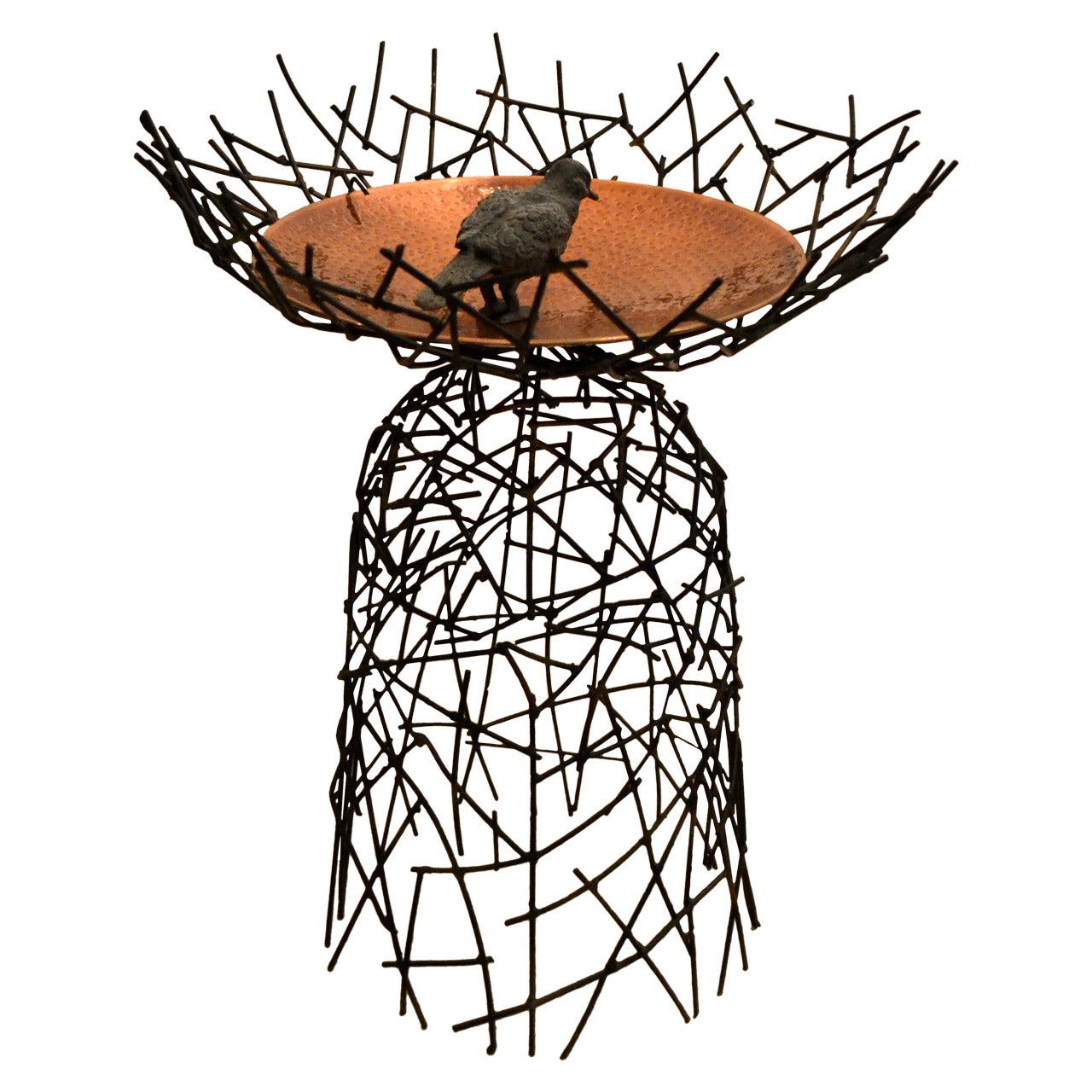 Steel Basket Weave and Copper Bird Bath by Moira Fain