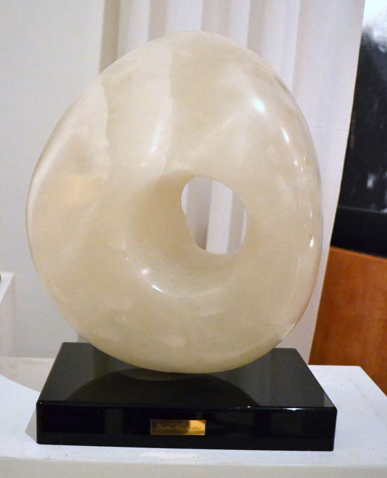 Carved Polished Abstract Alabaster Sculpture by Rhoda Newman For Sale