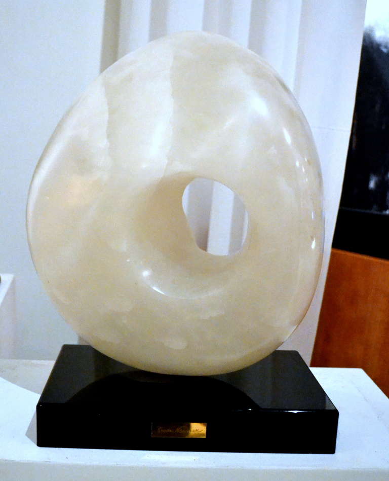 Polished Abstract Alabaster Sculpture by Rhoda Newman In Excellent Condition For Sale In Cathedral City, CA