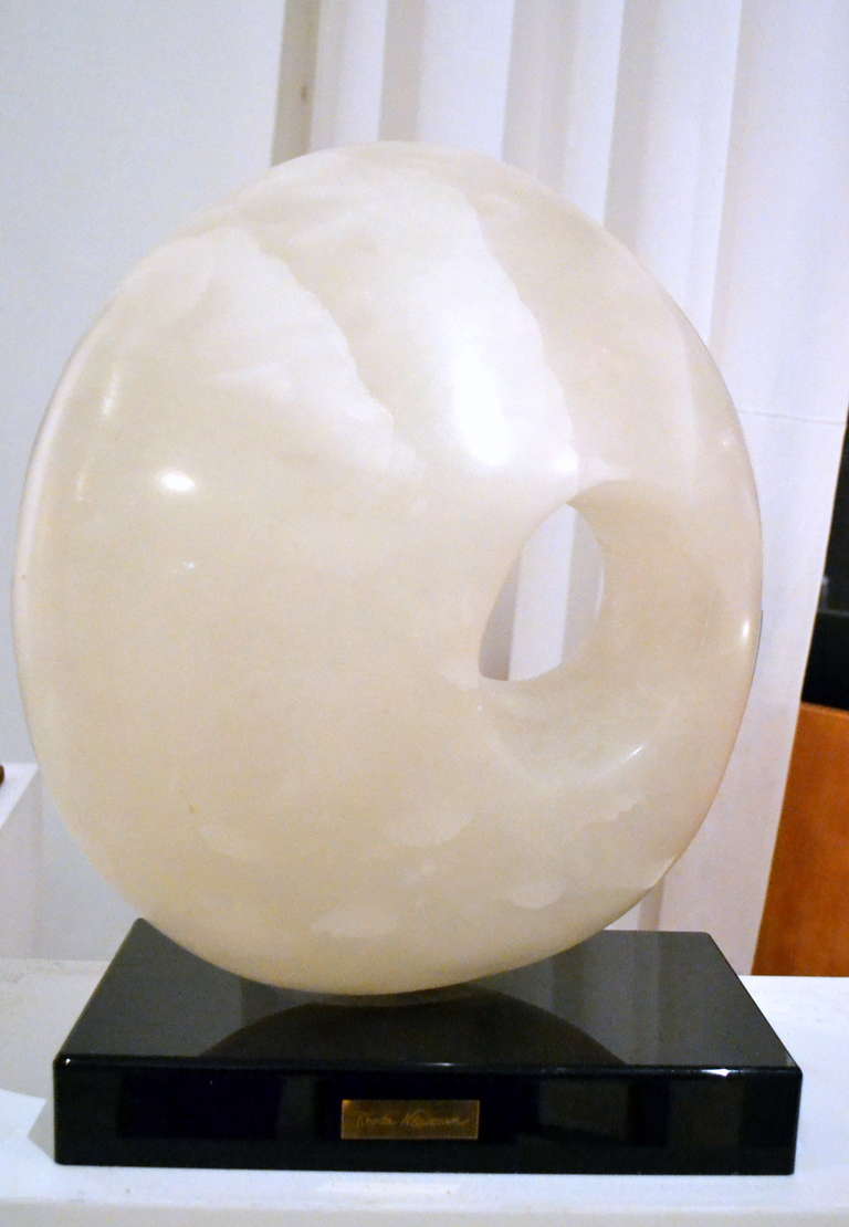 20th Century Polished Abstract Alabaster Sculpture by Rhoda Newman For Sale