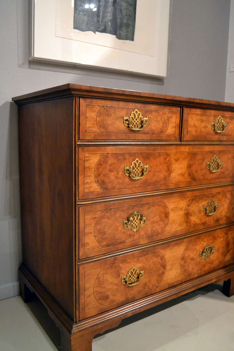 Vintage Baker Burl Veneered Chest In Excellent Condition In Cathedral City, CA