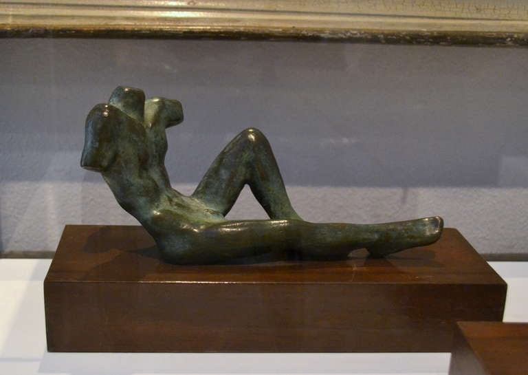 Mexican Male and Female Reclining Nude Torsos in Bronze by Guzmán