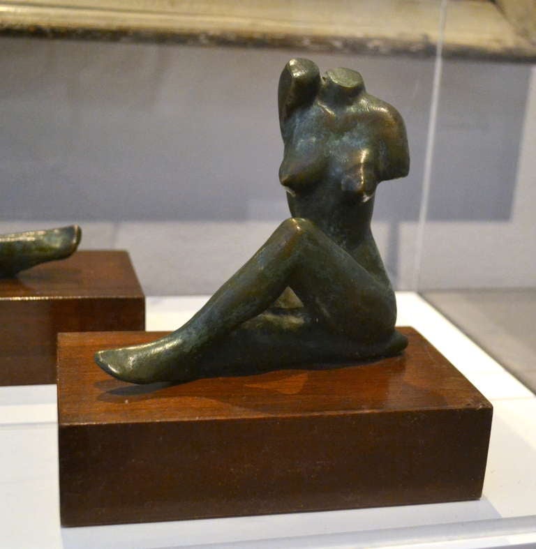 Cast Male and Female Reclining Nude Torsos in Bronze by Guzmán