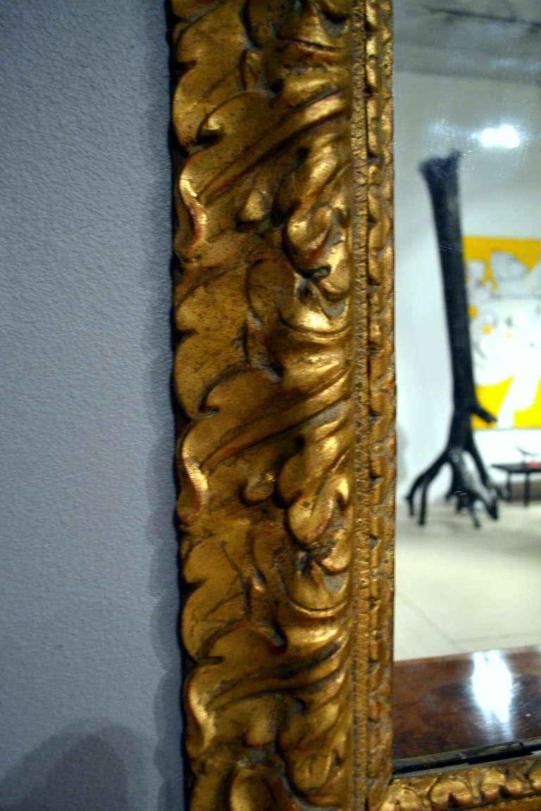 Impressive 19th Century Carved Wood and Gilt Mirror In Excellent Condition In Cathedral City, CA
