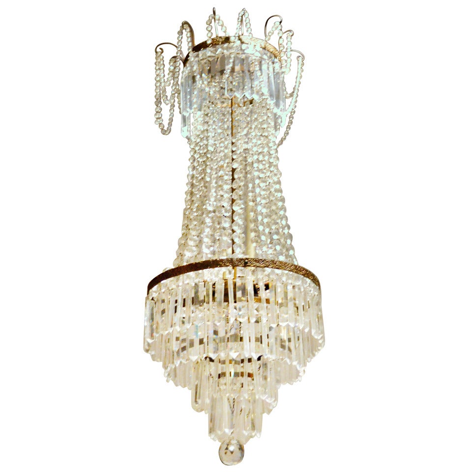 Fine Antique French Empire Cut Crystal Chandelier For Sale