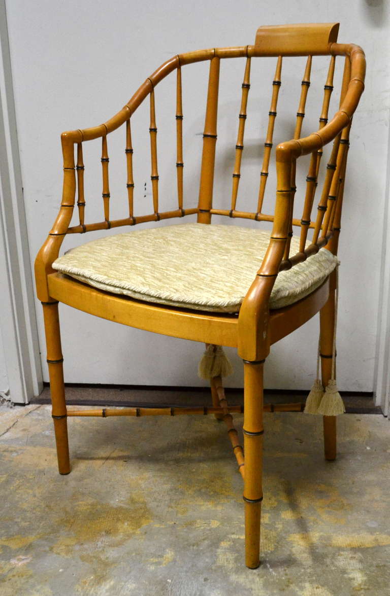 Wood Pair of Vintage Baker Bamboo Armchairs
