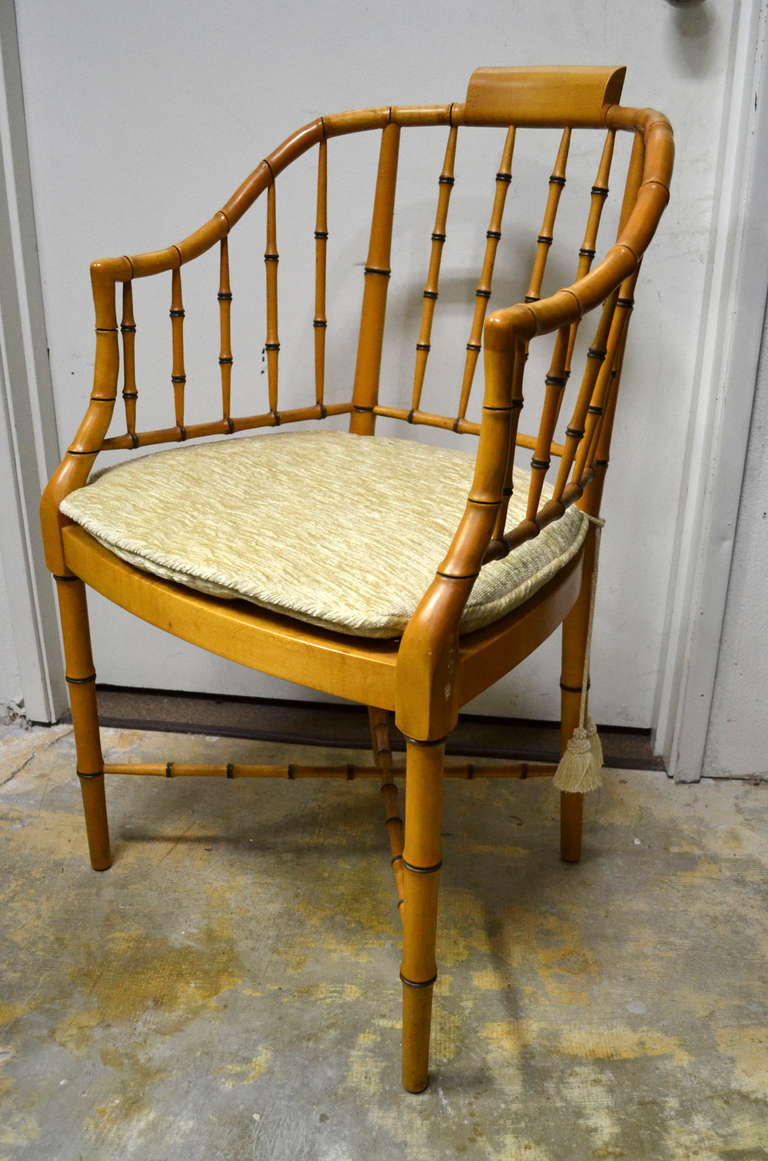 Pair of Vintage Baker Bamboo Armchairs In Excellent Condition In Cathedral City, CA