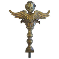 Antique Brass or Bronze Cherub Architectural Element