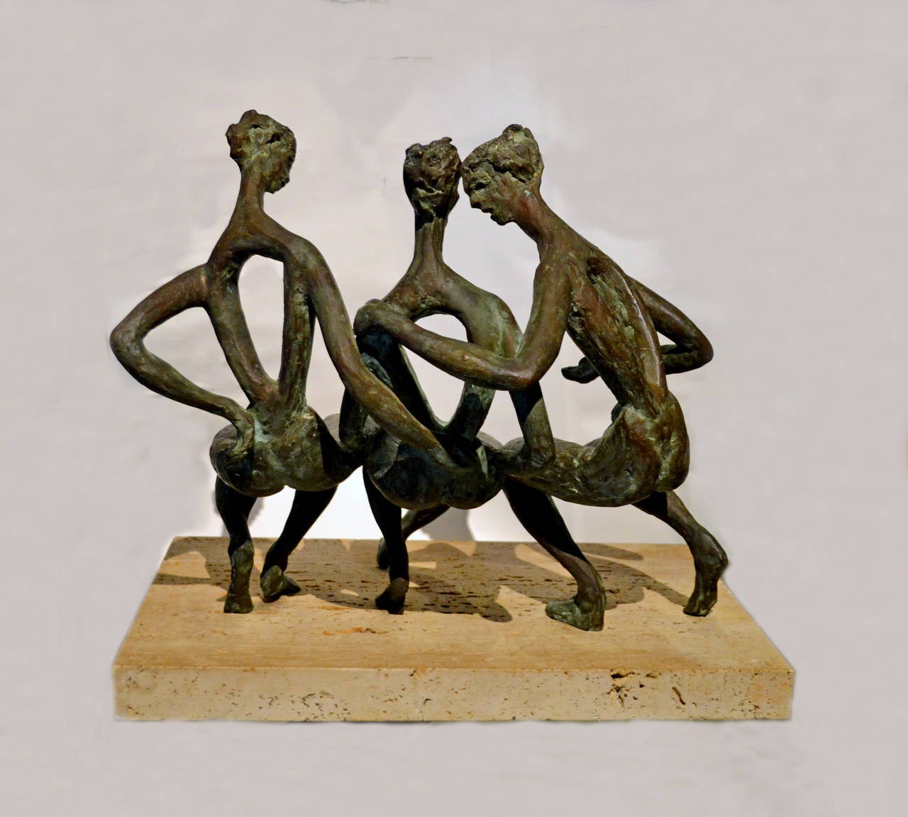 American Abstract Bronze Sculpture of Three-Seated Figures