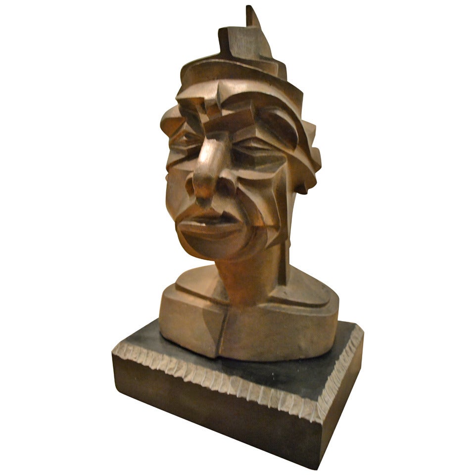 Abstract Bronze Head by Matt Harvey For Sale