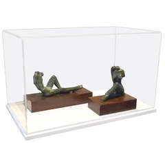 Male and Female Reclining Nude Torsos in Bronze by Guzmán