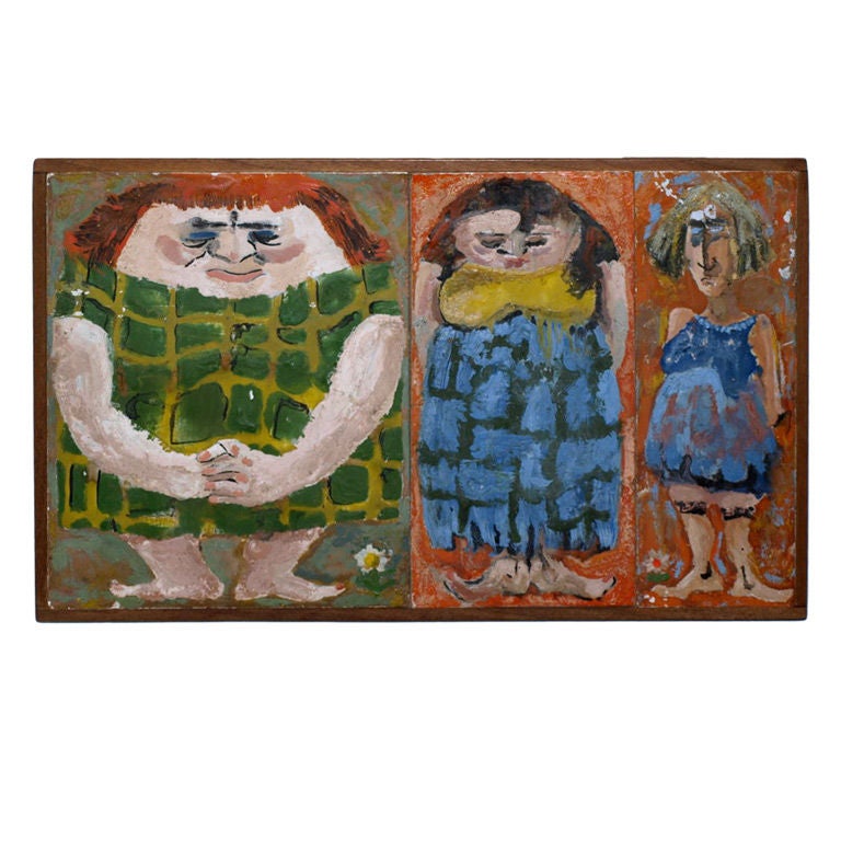 Whimsical Painting of Three Women For Sale
