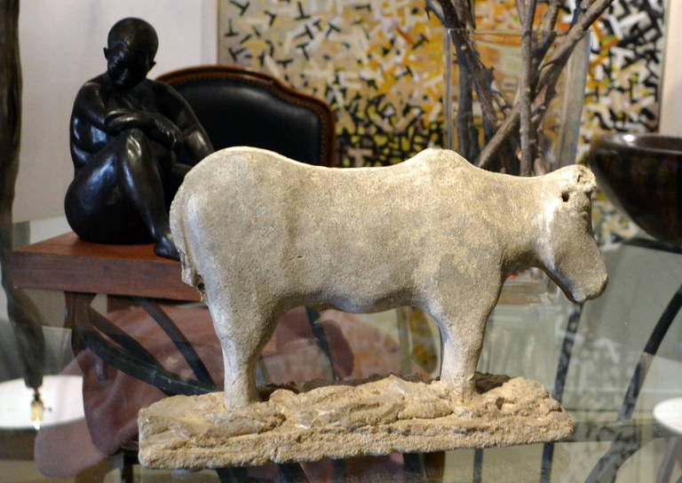 20th Century Cast Stone Statue of a Cow For Sale