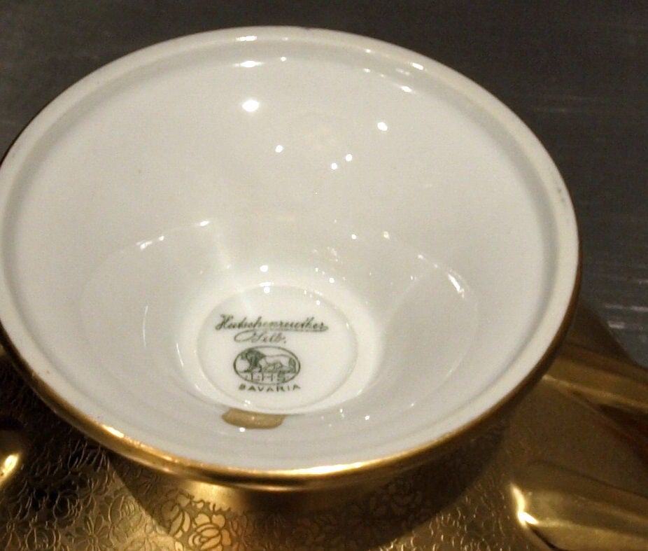Porcelain Vintage Gold Leaf Encrusted Center Bowl