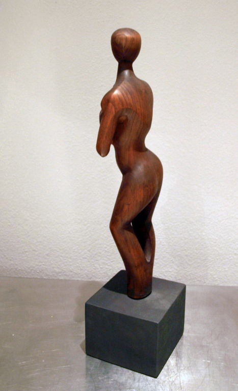 Mid-20th Century Japanese Carved Wood Female Figure For Sale