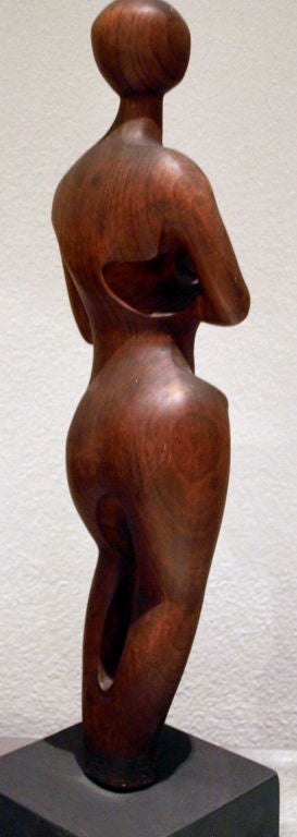 Japanese Carved Wood Female Figure For Sale 2