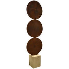 Abstract Steel Sculpture of Three Circular Discs by Scott Donadio