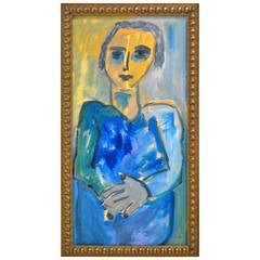 Female Portrait of a Lady Wearing Blue by Joanne Fleming