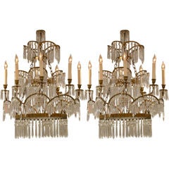 Important Pair of Russian Empire Crystal Chandeliers