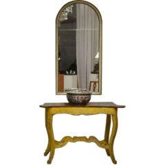 19th c. Italian Painted Wood Console Table and Arched Mirror