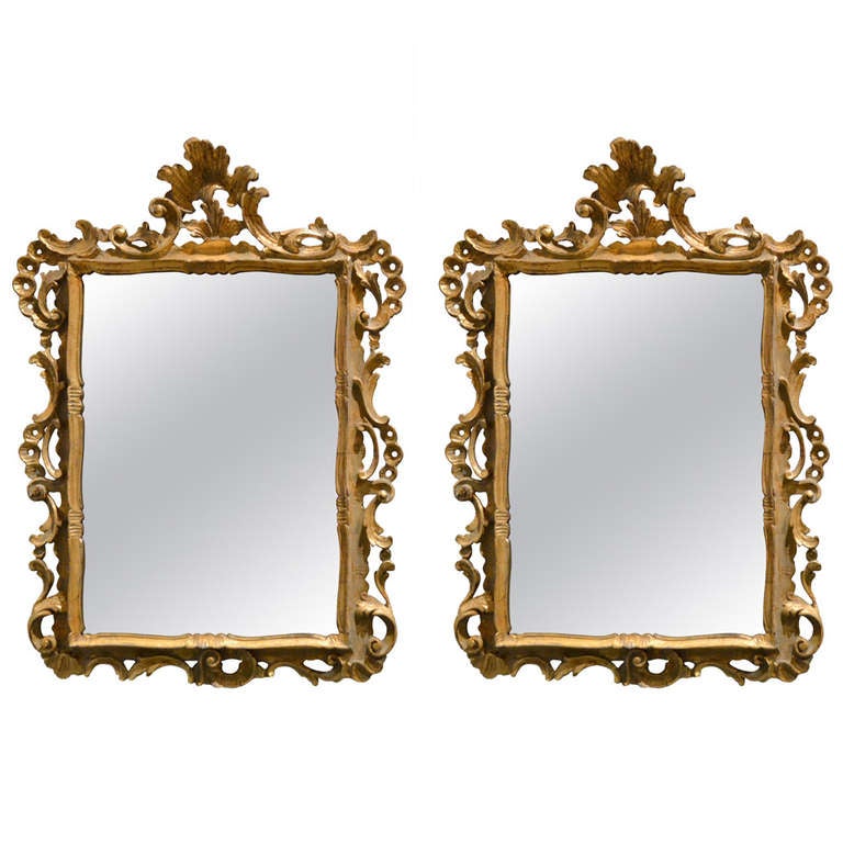 Pair of Wrought Iron Italian Decorative Framed Mirrors For Sale at 1stdibs