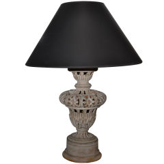 Hand-Carved Wood Lamp in the Form of an Acorn