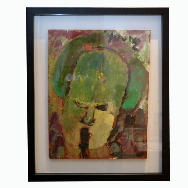 Purvis Young Painting of a Jazz Player For Sale