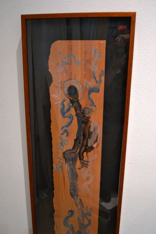 20th Century Purvis Young Painting on board  of a Standing Figure For Sale