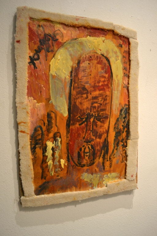 20th Century Angel Painted on Found Plywood by Purvis Young For Sale