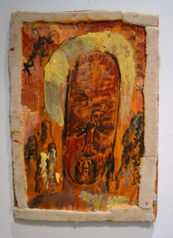 Angel Painted on Found Plywood by Purvis Young For Sale 1