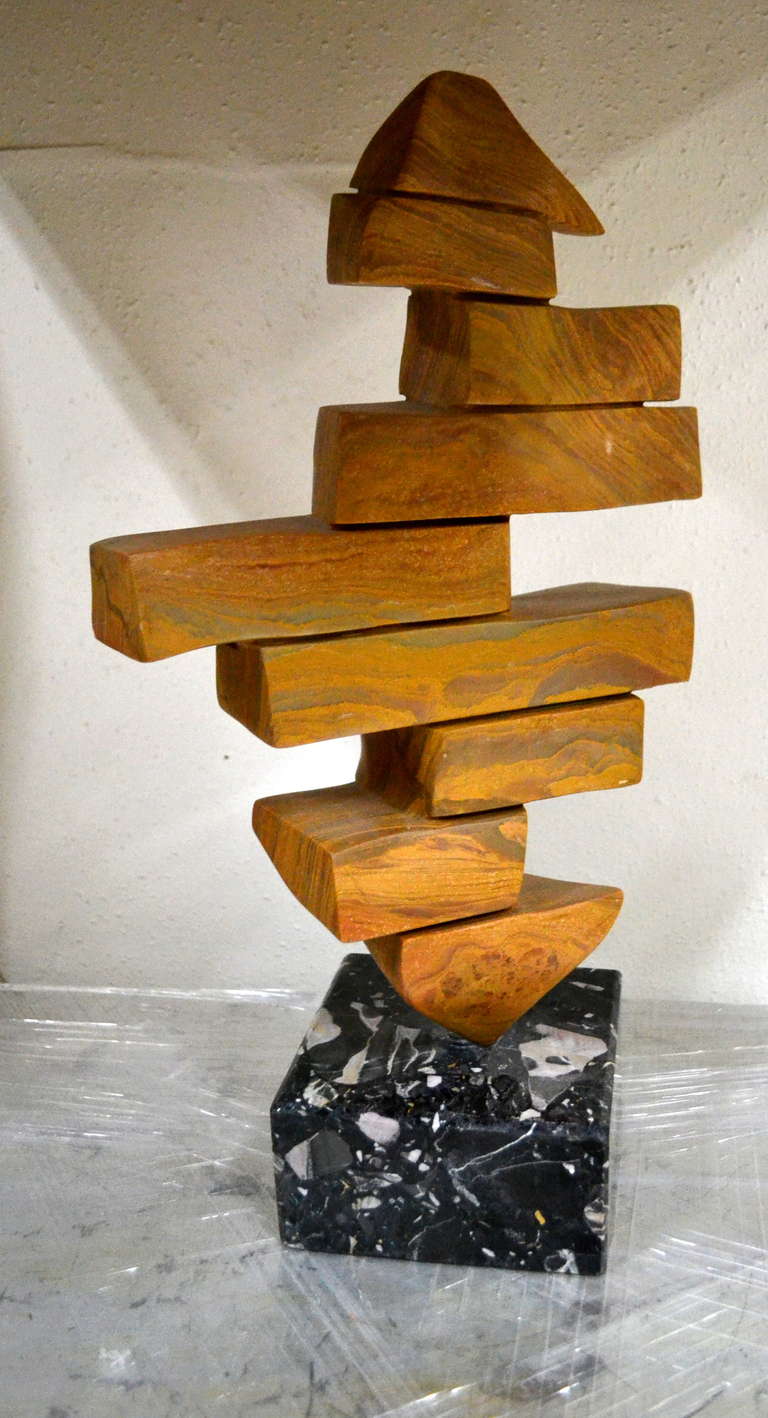 Carved Abstract Sculpture by Donadio