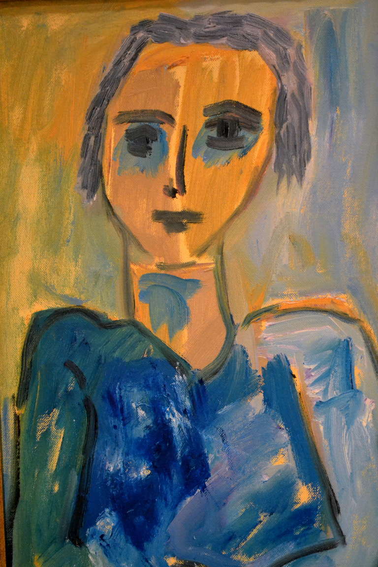 American Female Portrait of a Lady Wearing Blue by Joanne Fleming For Sale