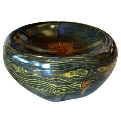Wood Carved Bowl in Black Pine by Artist Daniel Pollock