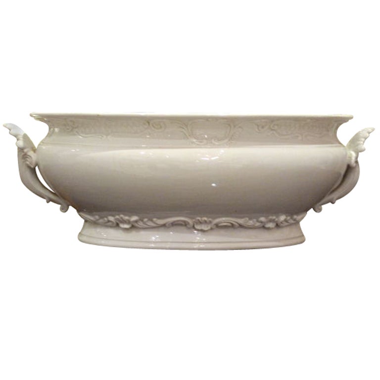 Antique Italian Pottery Bowl with Handles