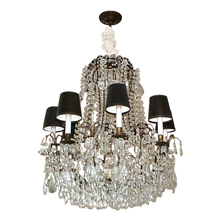 19th Century French Cut Crystal Chandelier For Sale