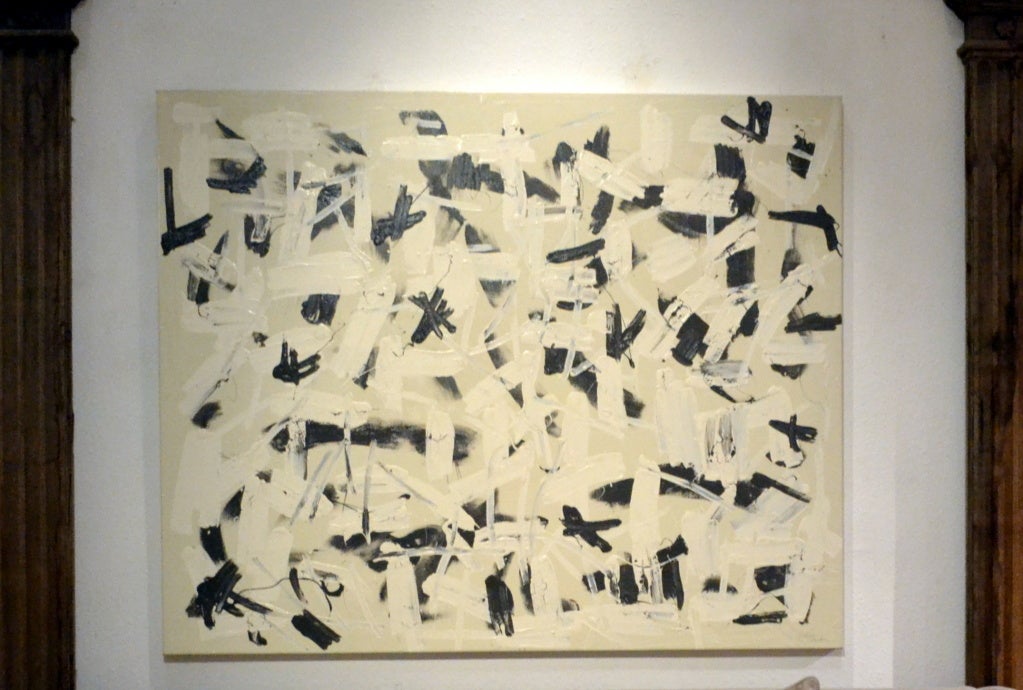 Black & White Abstract Painting by Christopher Shoemaker In Excellent Condition In Cathedral City, CA