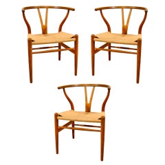 (Set of 3) Hans Wegner Wishbone Chairs Used (Set of 3) Hans Wegner Wishbone Chairs