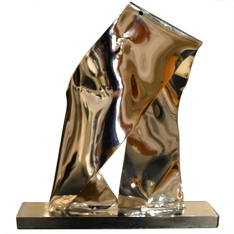 Abstract Polished Chrome Sculpture by Paulden Evans