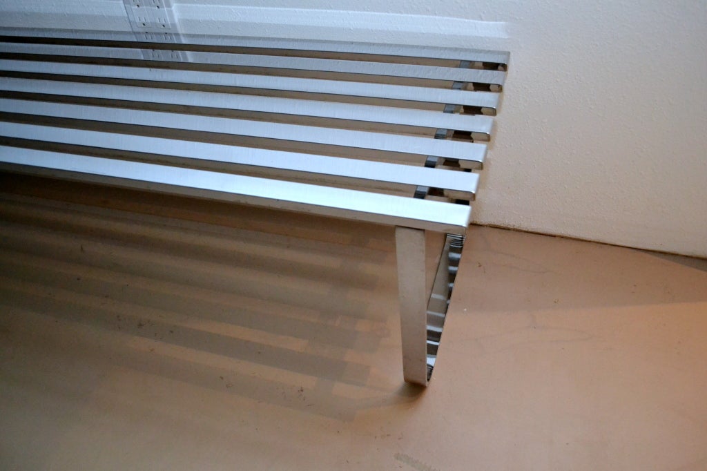 American Milo Baughman Chrome Slat Bench